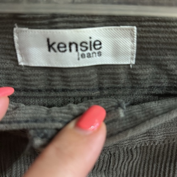 Kensie teal slate green corduroy Button-Front Mini Skirt high rise 100% cotton 6 - Picture 2 of 13